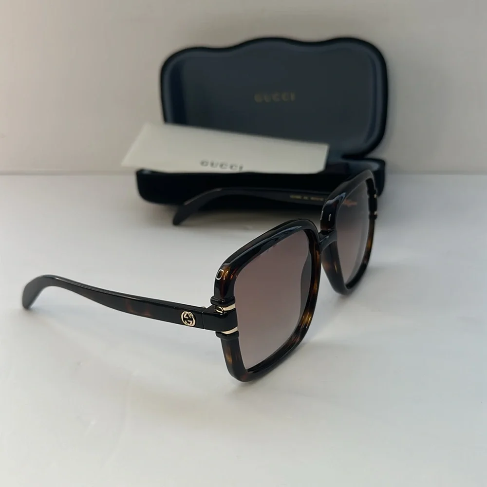 💯- New Authentic Gucci GG1066S 002 59 Havana Sunglasses